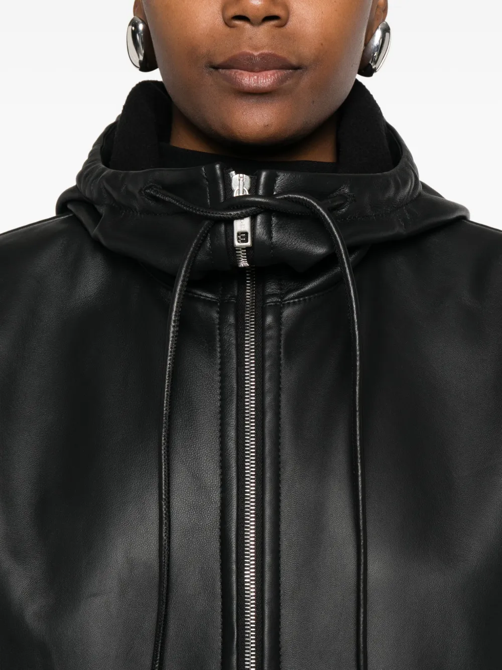 Sportmax Hooded Zip-up Jacket In Black