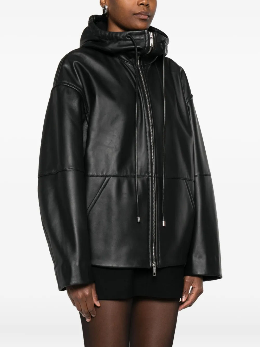 Sportmax Hooded Zip-up Jacket In Black