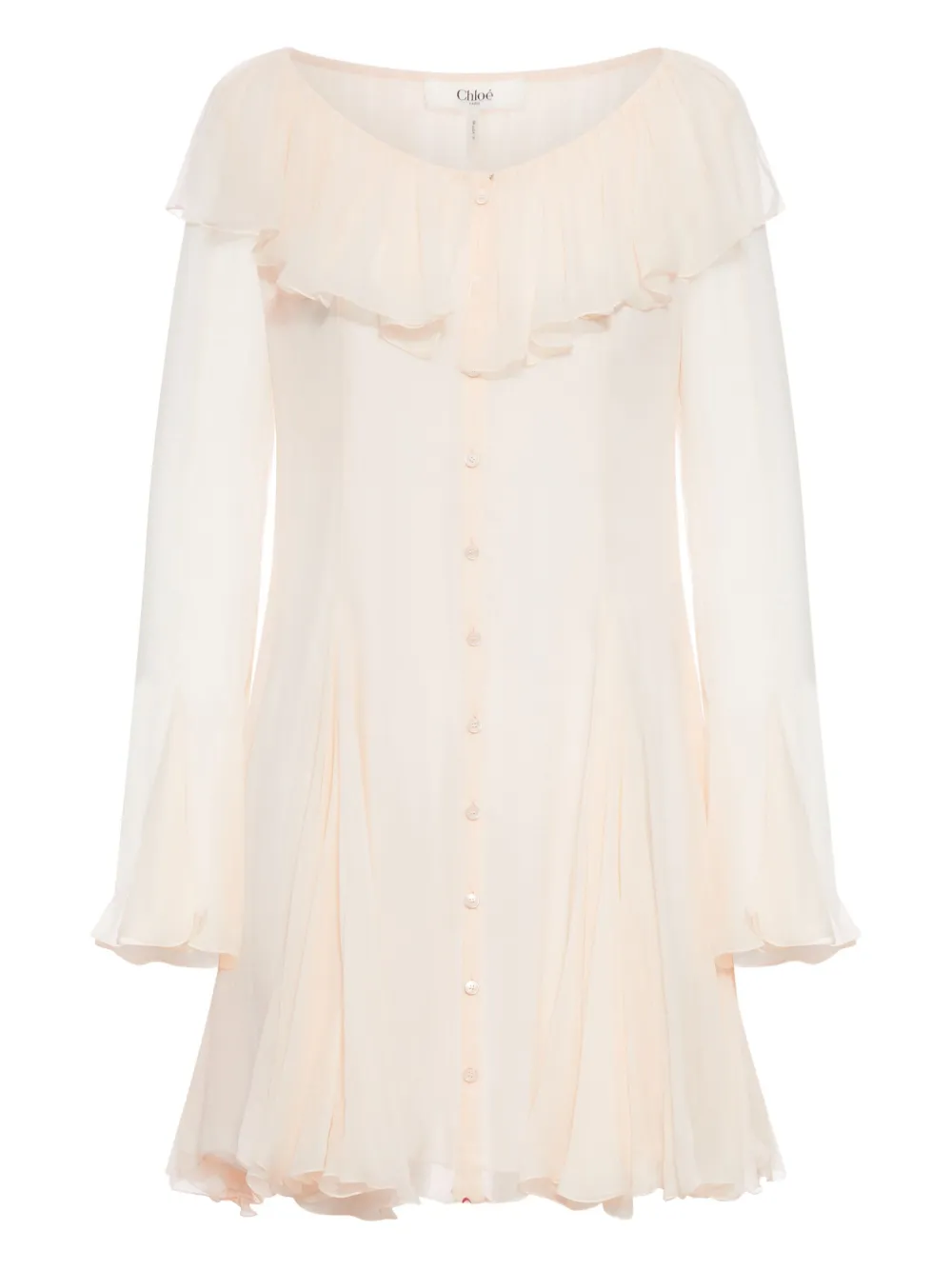 Chloé Flared Mini Dress With Ruffles In Pink