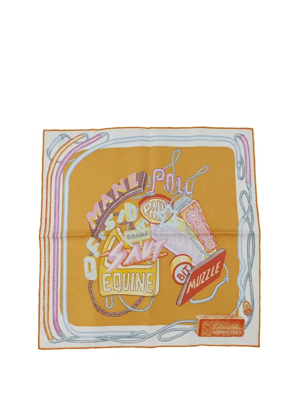 Hermès Pre-Owned 2019-2023 Gavroche Chevaloscope Neon Pointille Silk Scarf scarves | Yellow | Image 1