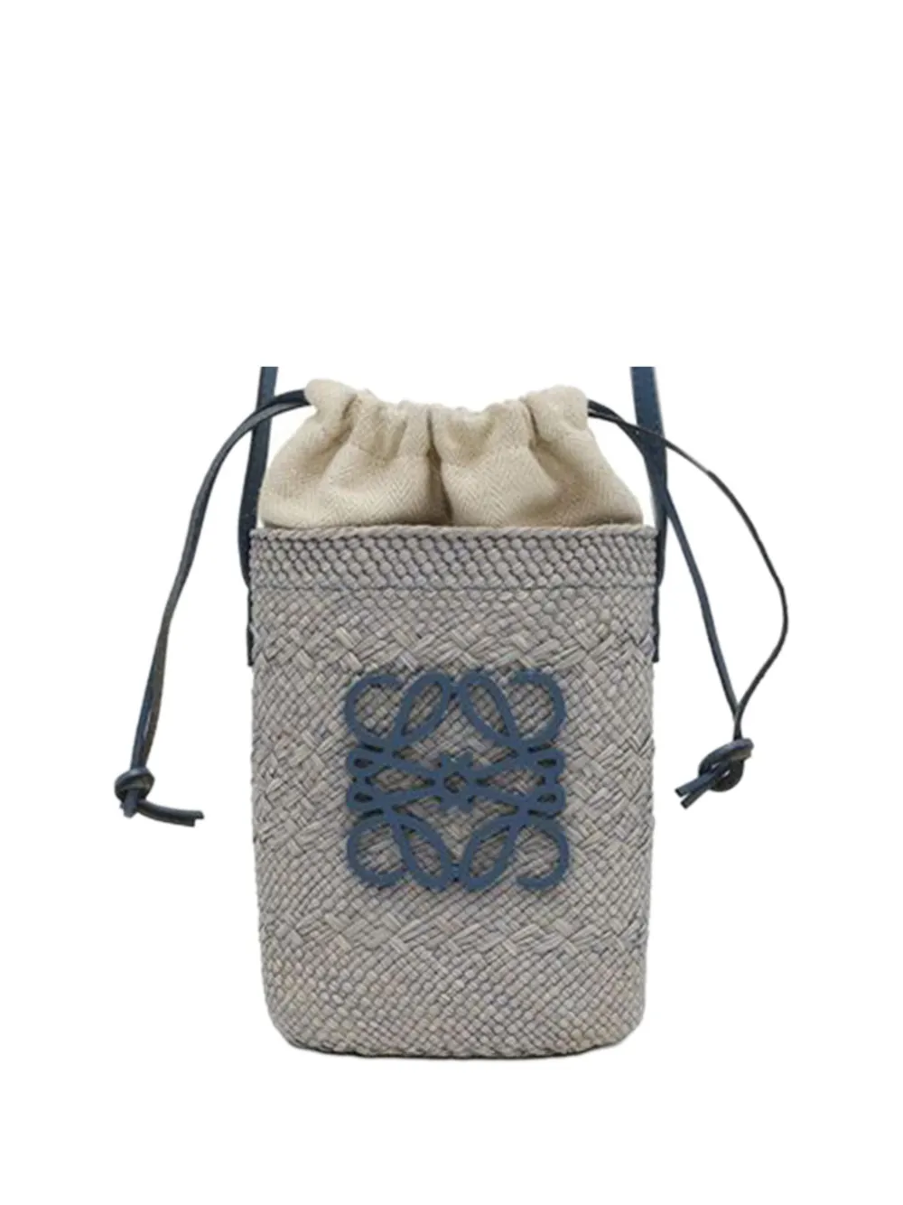 Loewe Pre-Owned 2023 Anagram Iraka Palm Square Pocket bucket bag - ブルー Loewe Pre-Owned 2023 Anagram Iraka Palm Square Pocket bucket bag - ブルー