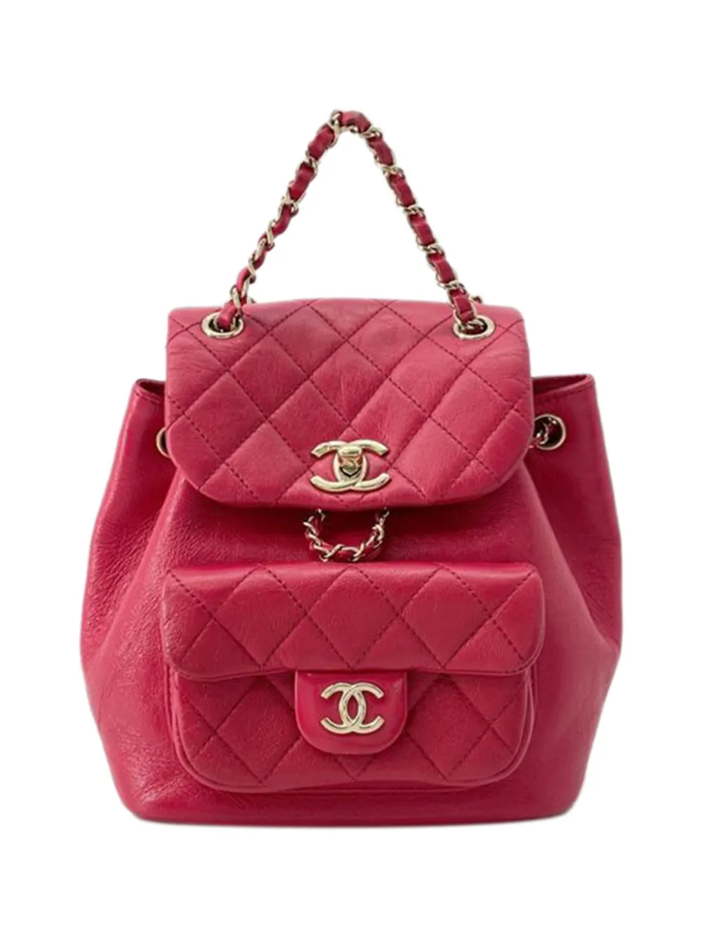 CHANEL Pre-Owned شنطة ظهر 'دوما' لامعة صغيرة بجلد العجل معتق 2021-2025 | أرجواني | Image 1