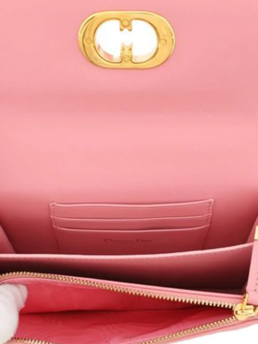 Pre-owned Dior 2021-2025 Mini Lambskin Macrocannage Miss Caro Bag Crossbody Bag In Pink