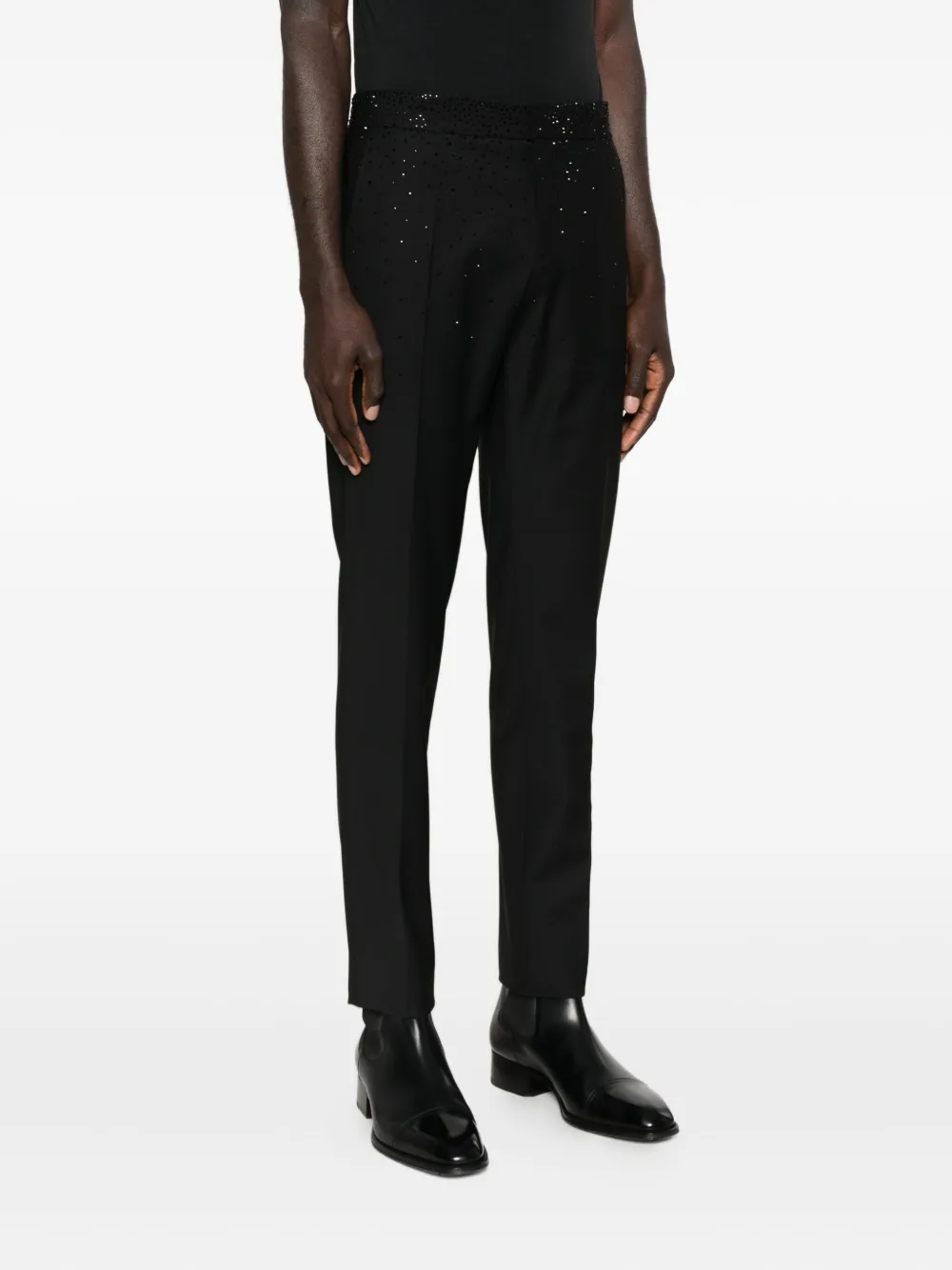 Patrizia Pepe Rhinestone-embellished Trousers In Animal Print
