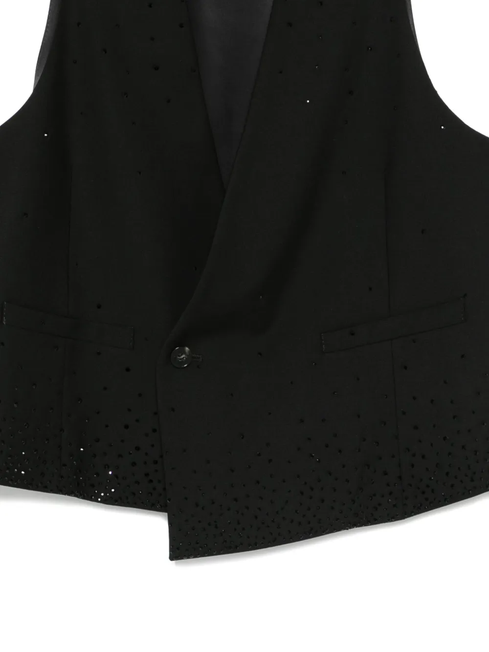 Patrizia Pepe Asymmetrical Rhinestone-embellished Vest In Black