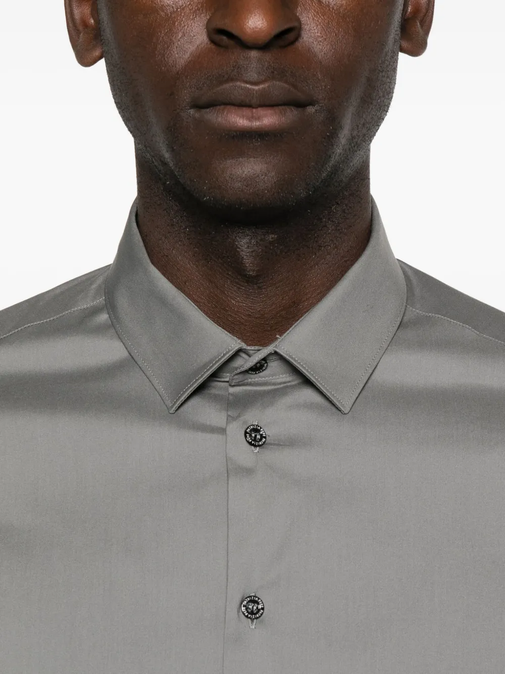 Patrizia Pepe Slim-fit Poplin Shirt In Gray