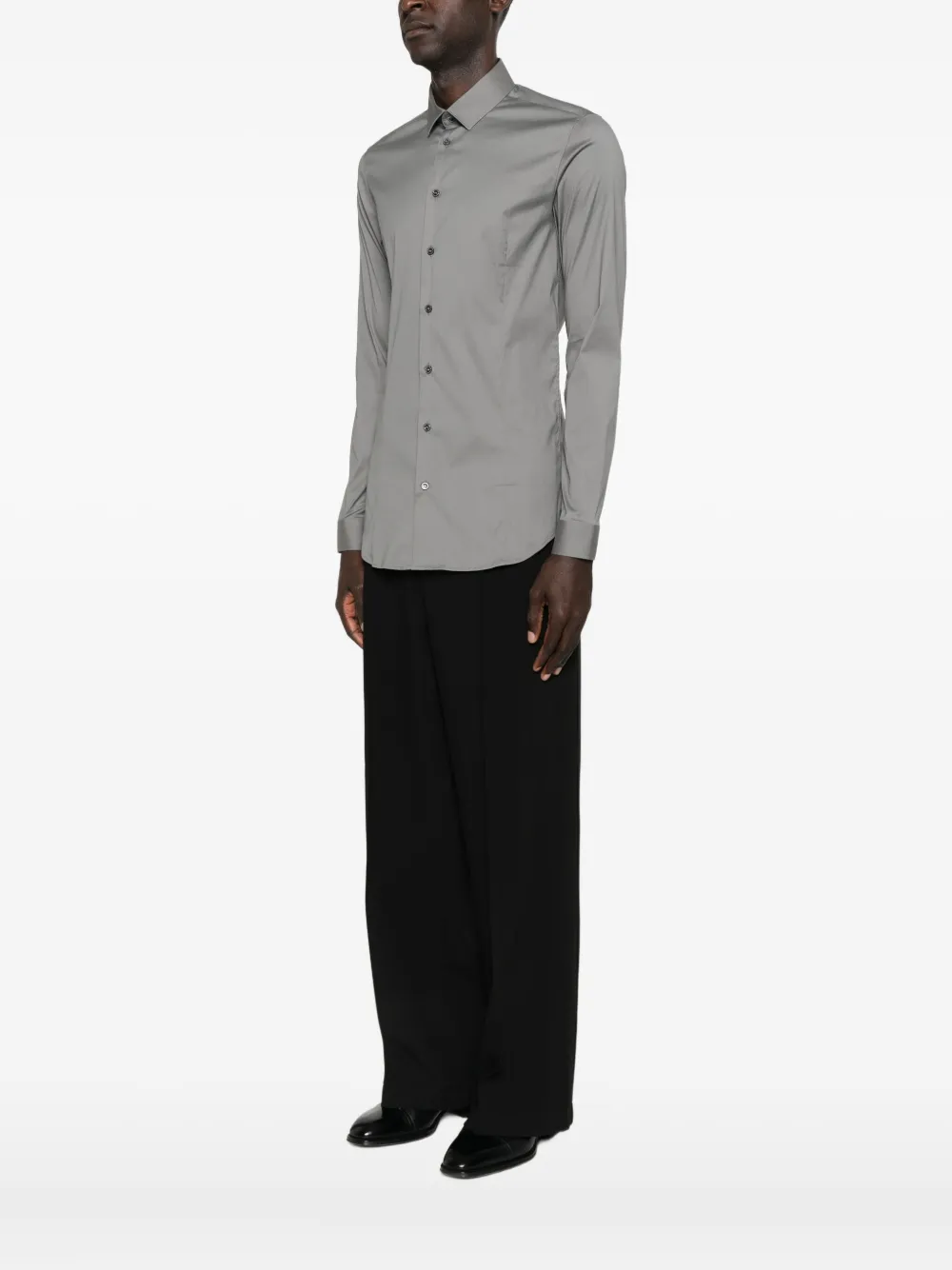 Patrizia Pepe Slim-fit Poplin Shirt In Gray