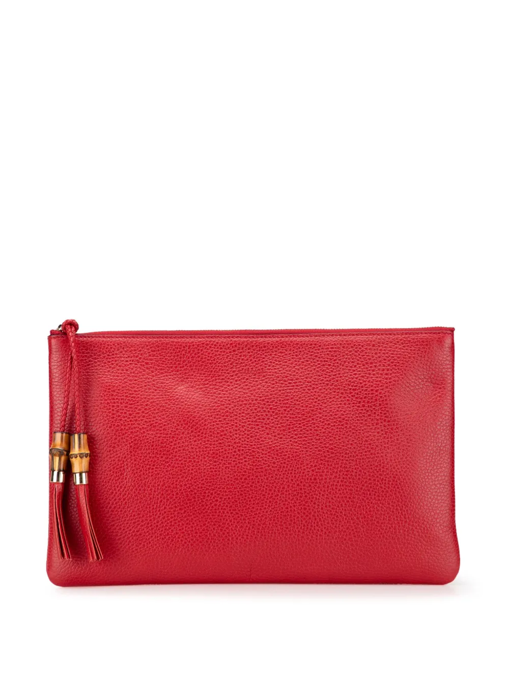 Gucci Pre-Owned 2000-2015 カーフスキン バンブー タッセル クラッチバッグ - レッド Gucci Pre-Owned 2000-2015 カーフスキン バンブー タッセル クラッチバッグ - レッド