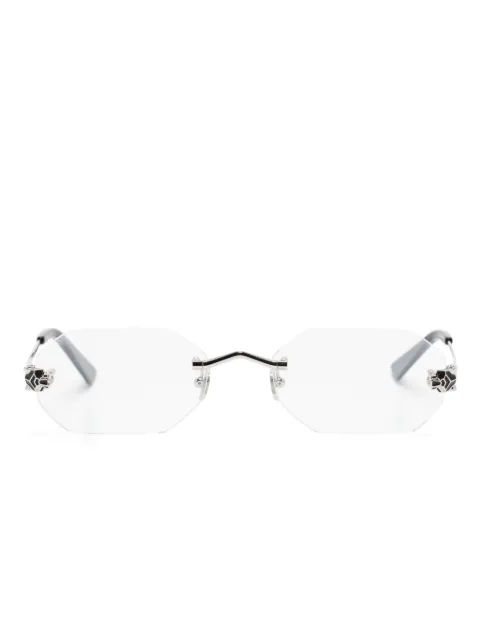Cartier Eyewear Panther Head-detail rimless glasses