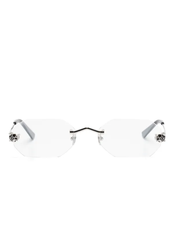 Cartier Eyewear Panther リムレス眼鏡フレーム | シルバートーン 