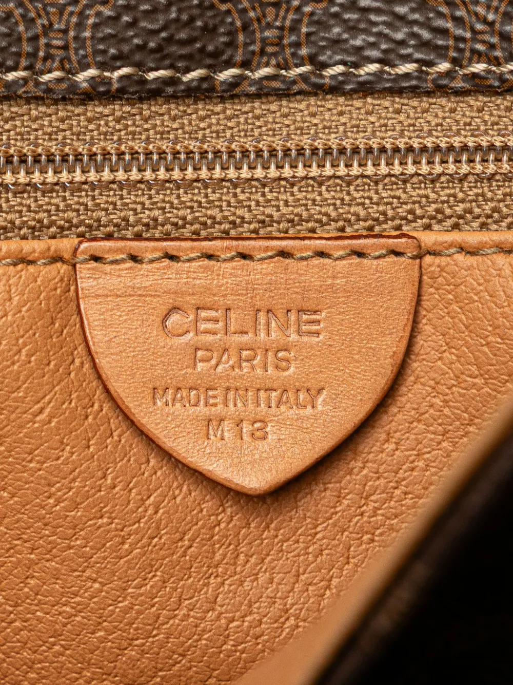 Pre-owned Celine 2013 Macadam Coated Canvas Crossbody Bag In Brown