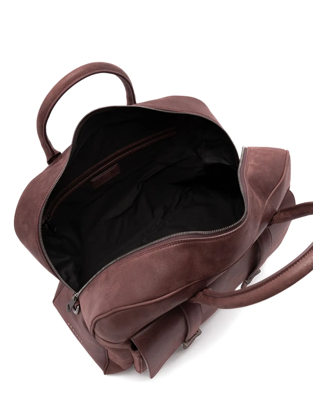 Orciani Jones Chevrette Double-pocket Leather Holdall In Red