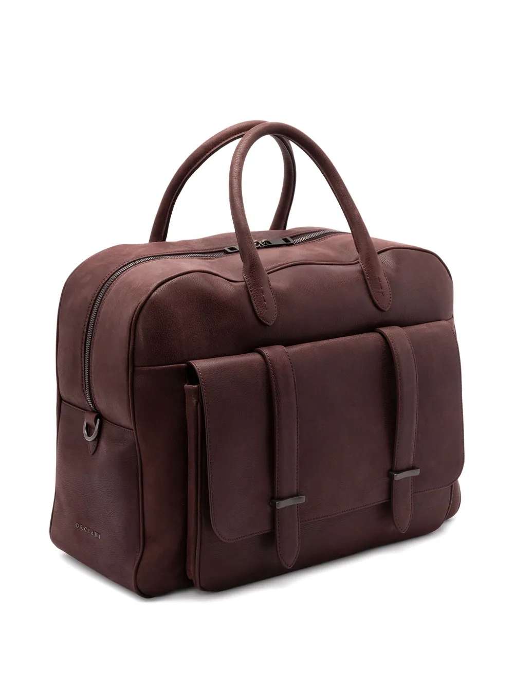 Orciani Jones Chevrette Double-pocket Leather Holdall In Red
