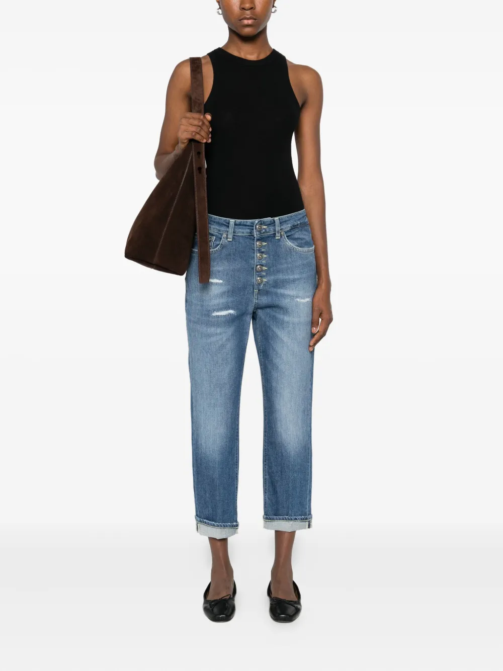 DONDUP Gerafeld denim met knopen - Blauw