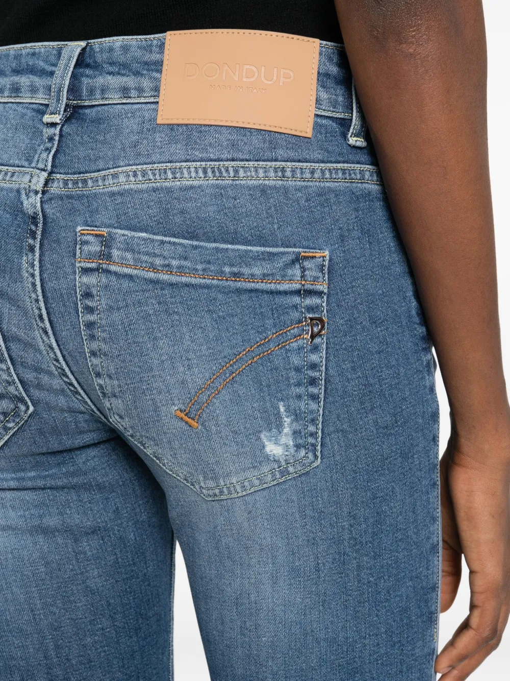 Dondup Distressed Cropped Jeans In Blue