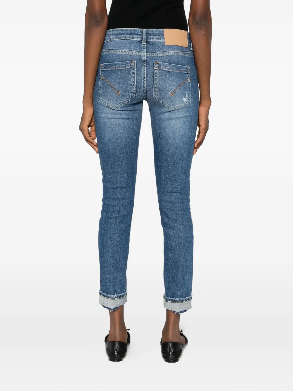 Dondup Distressed Cropped Jeans In Blue