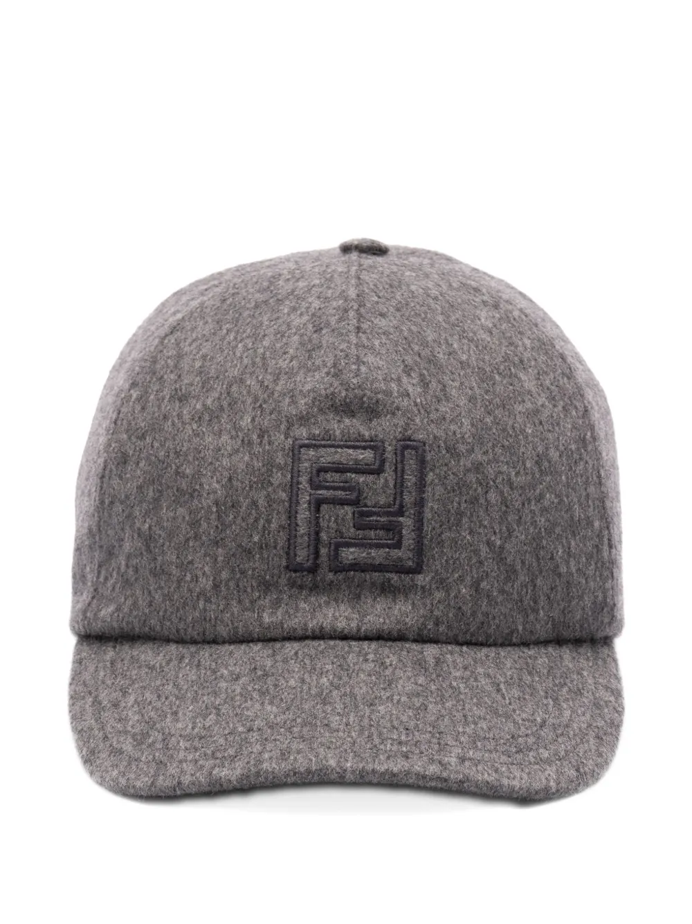 FENDI logo-embroidered wool cap - Grigio