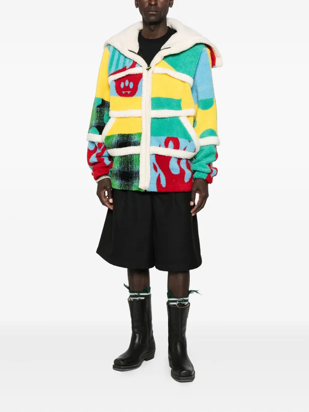 Barrow Unisex Patchwork Teddy Jacket In Multi