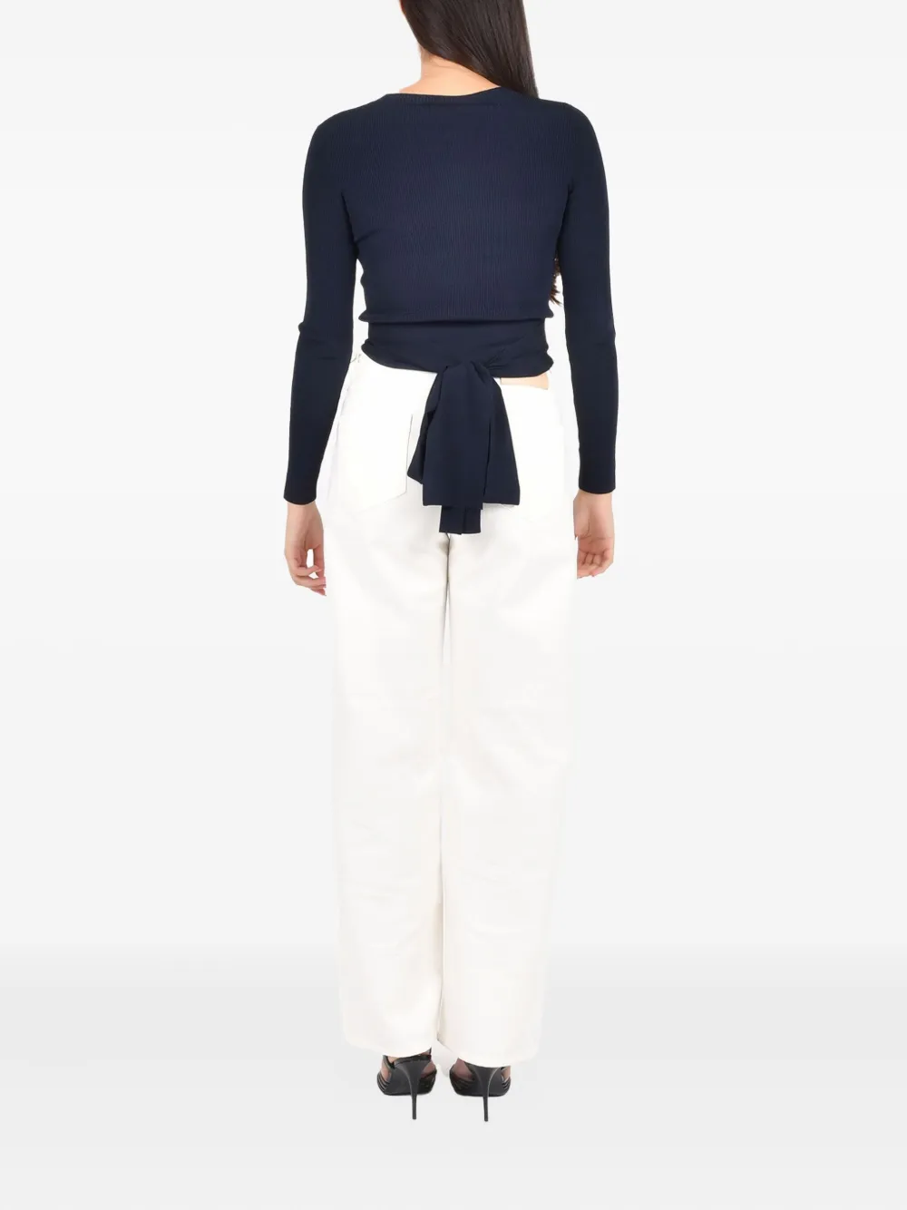 Pennyblack Tie Ribbed Sweater In Blue