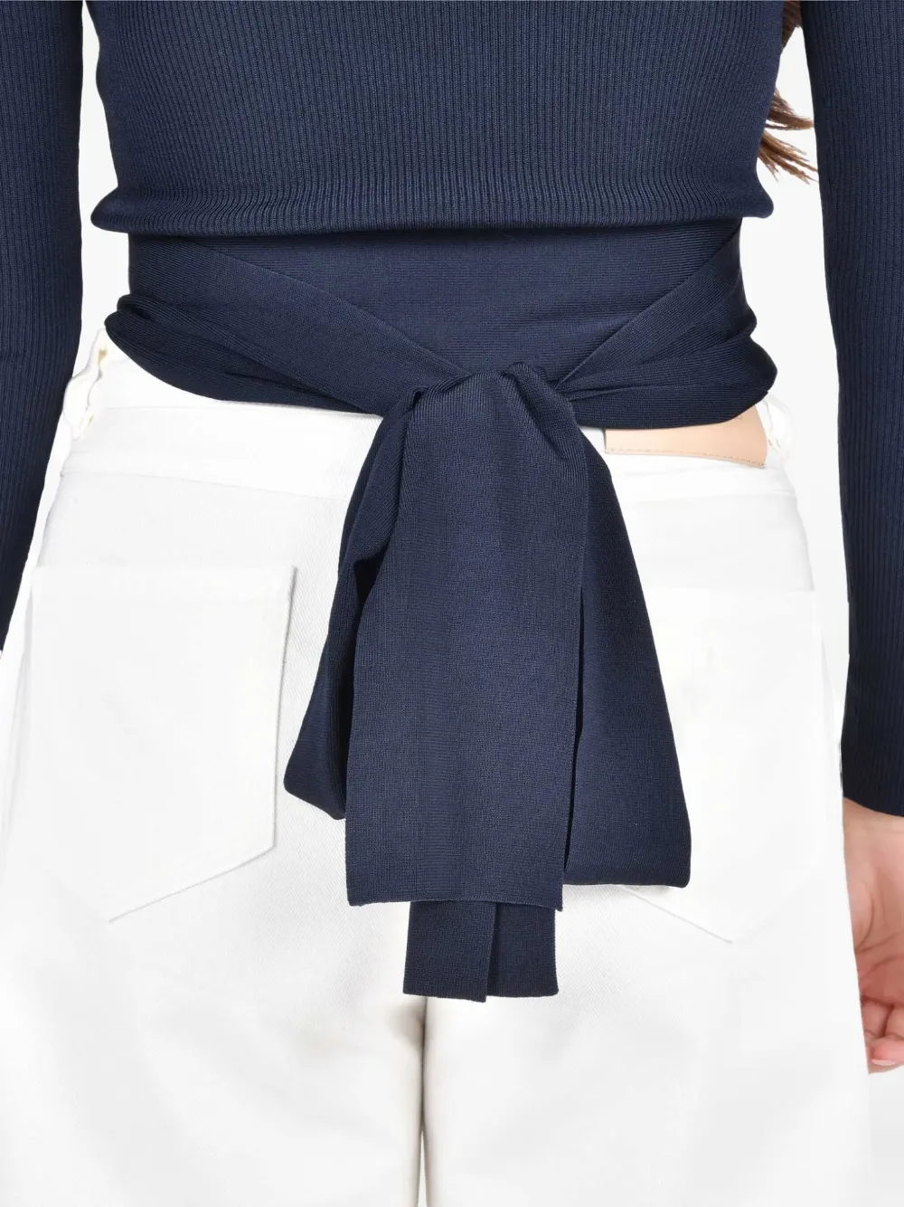 Pennyblack Tie Ribbed Sweater In Blue