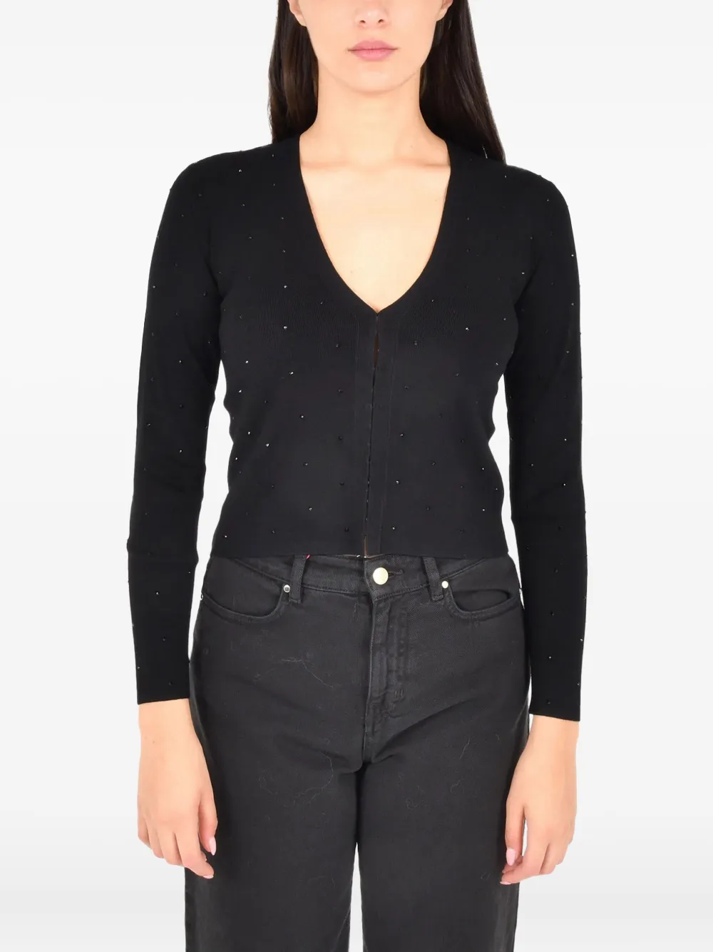 Pennyblack Blocco V-neck Embellished Cardigan In Black