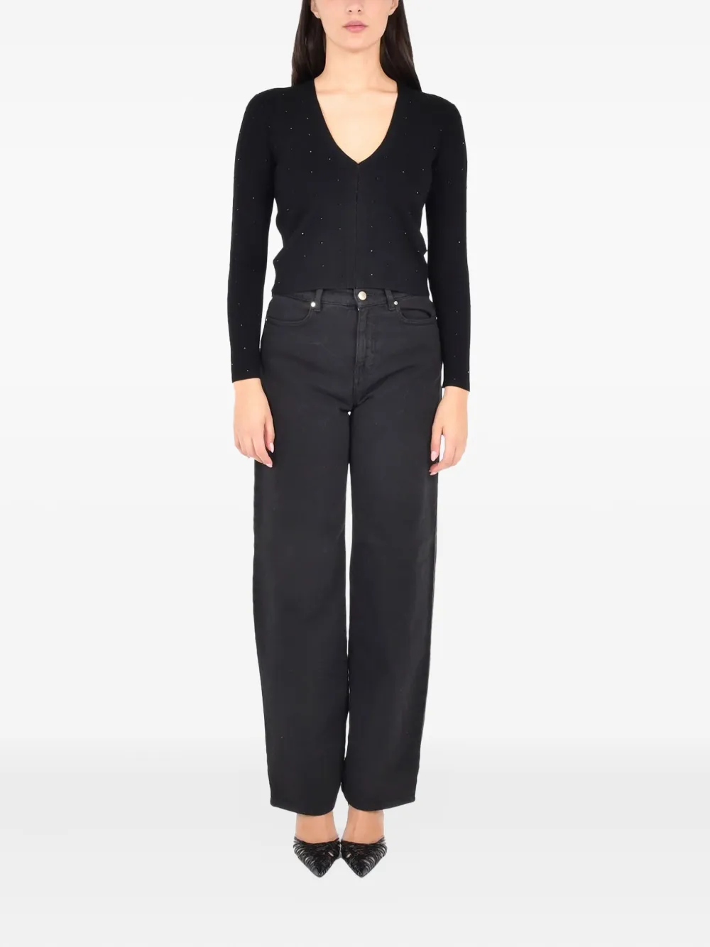 Pennyblack Blocco V-neck Embellished Cardigan In Black