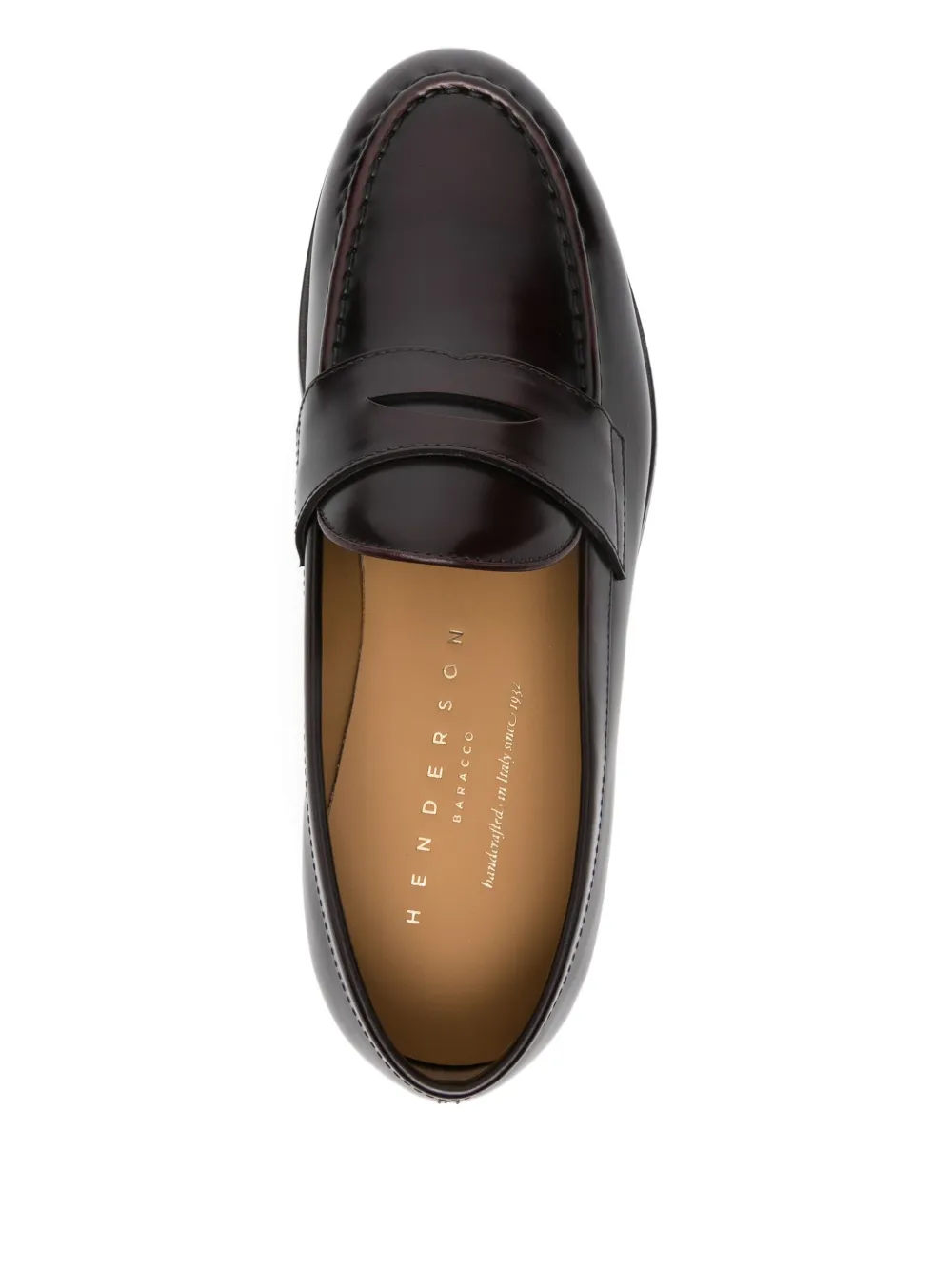 Henderson Baracco Leather Penny Loafers In Red