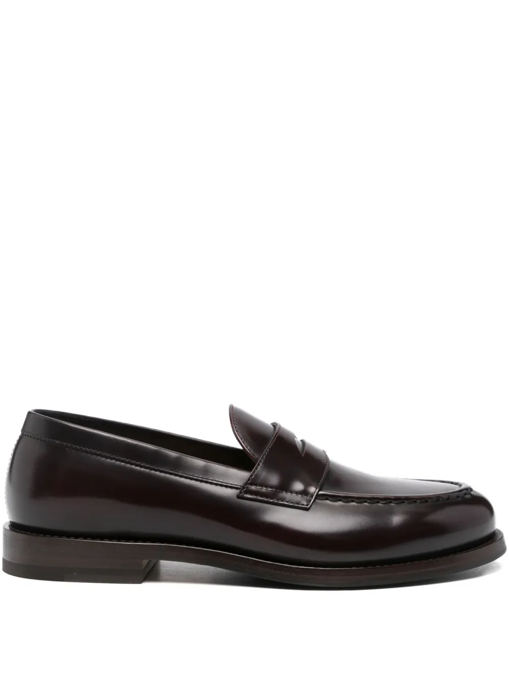 Henderson Baracco Leather Penny Loafers In Red