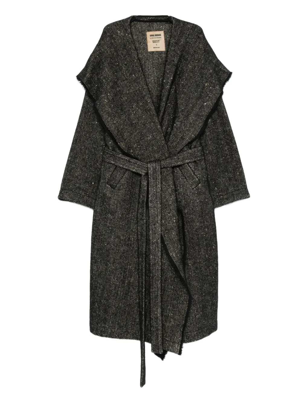 Uma Wang fringed-trim belted coat | Black | Image 1