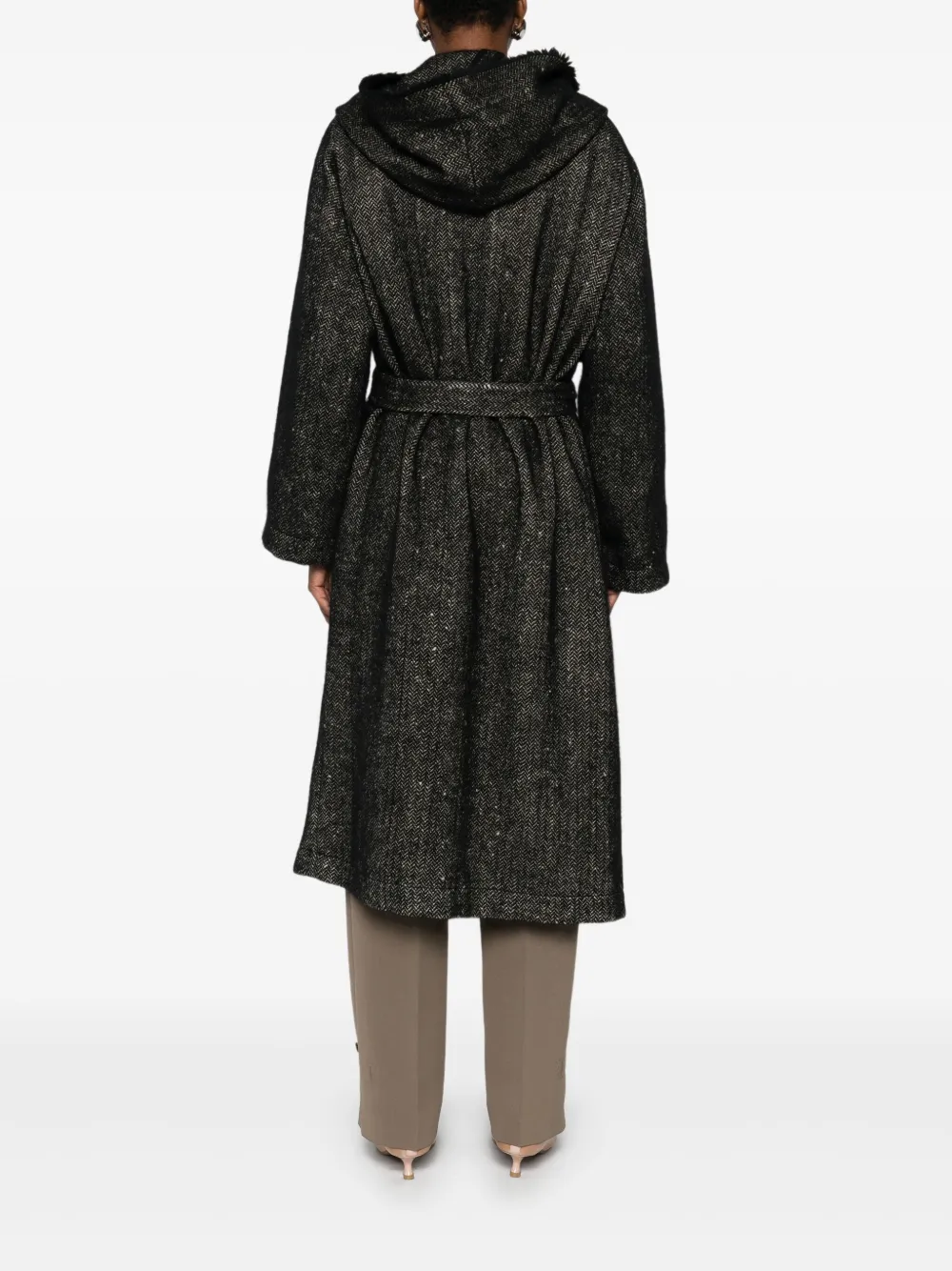 Uma Wang Jas met franje afwerking en ceintuur Zwart