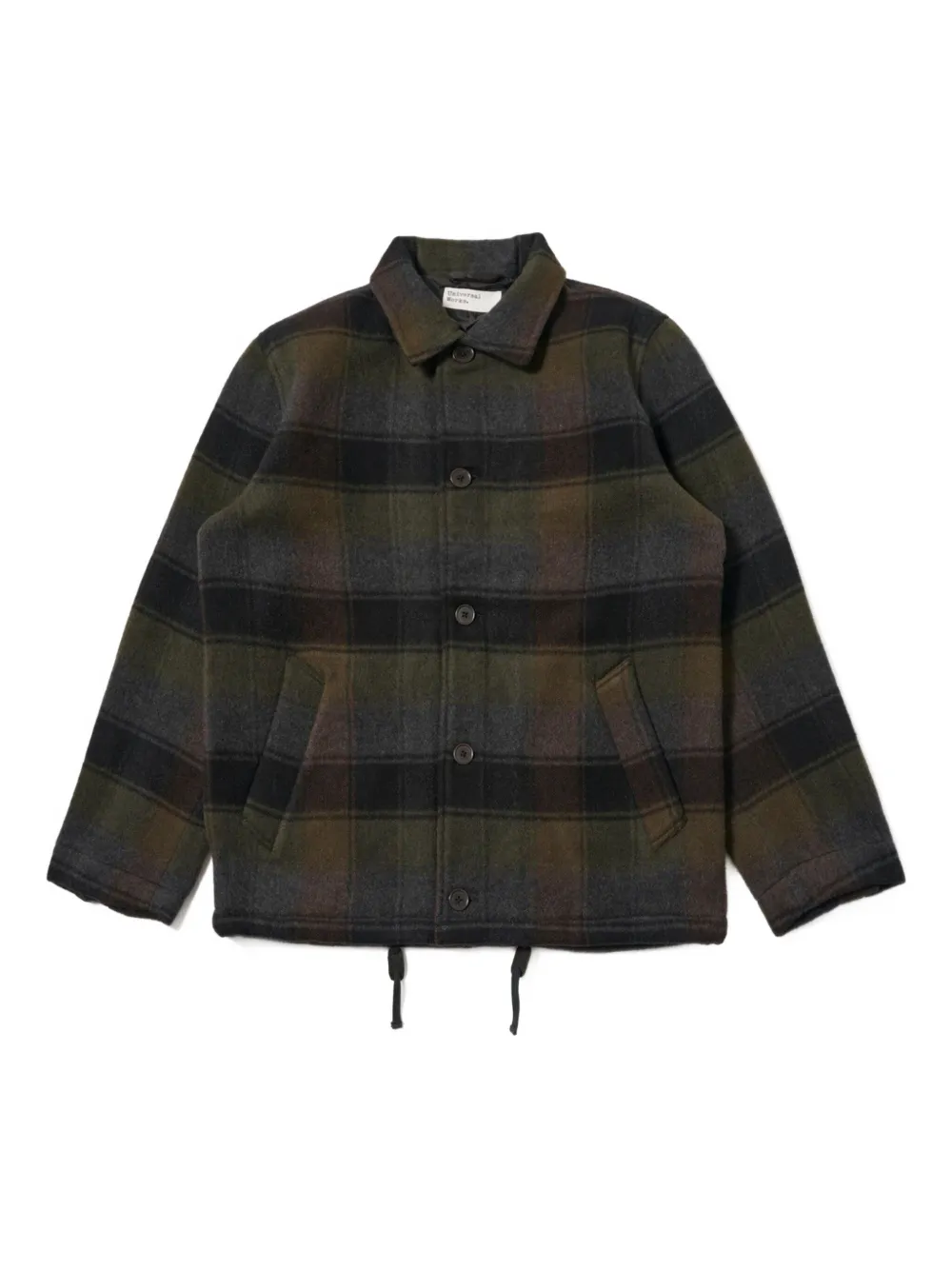 Universal Works Button-fastening Checked Jacket In Brown