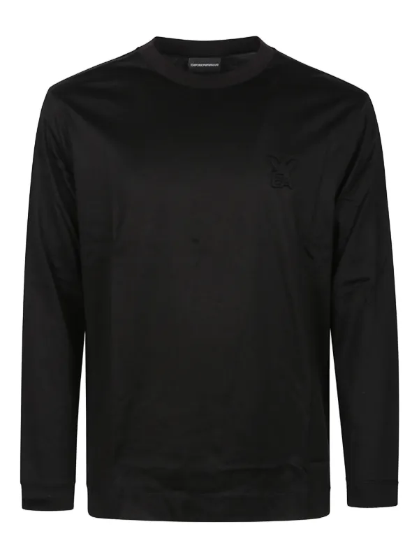 Emporio Armani logo-detail long-sleeve T-shirt | Black | FARFETCH CH