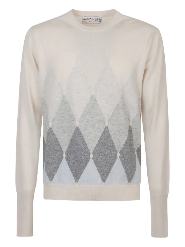 Ballantyne diamond-pattern Cashmere Sweater Neutrals