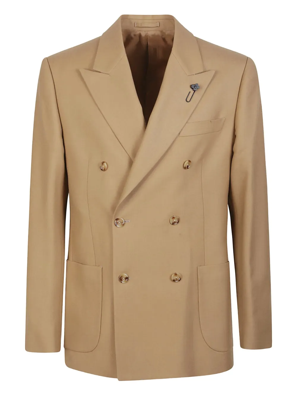 Lardini Double-breasted Wool Jacket In Brown