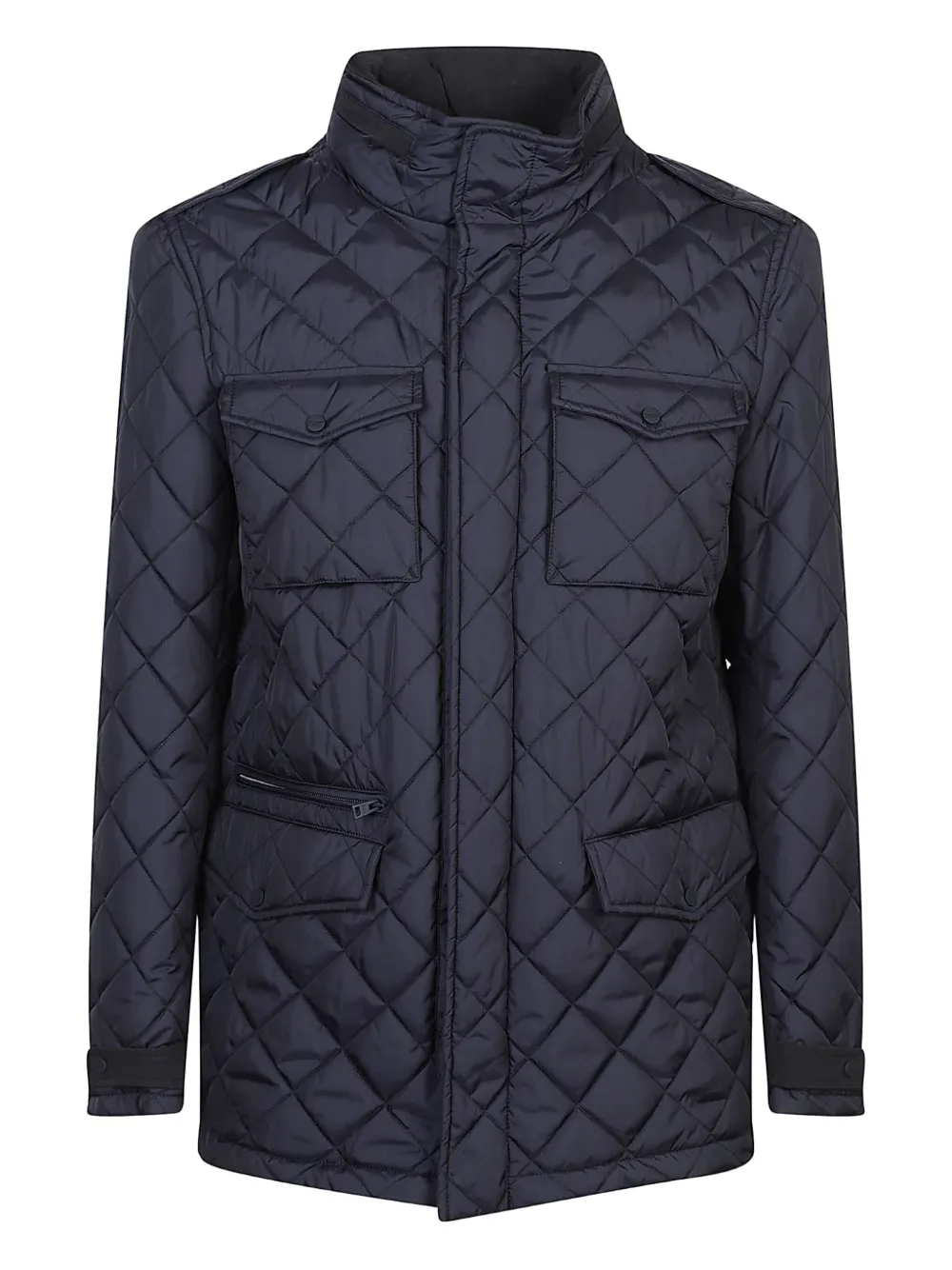 Herno Quilted Flap-pocket Puffer Jacket In Blue