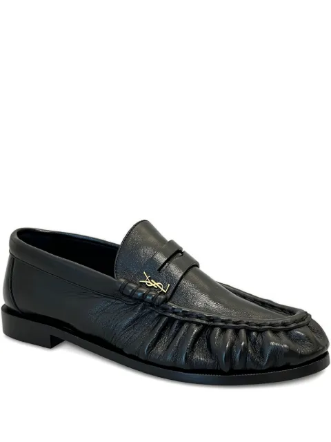 Saint Laurent logo-plaque leather loafers