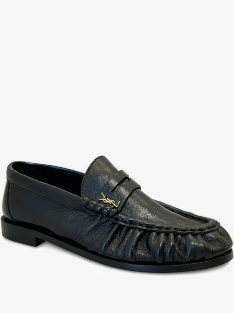 Saint Laurent logo-plaque leather loafers