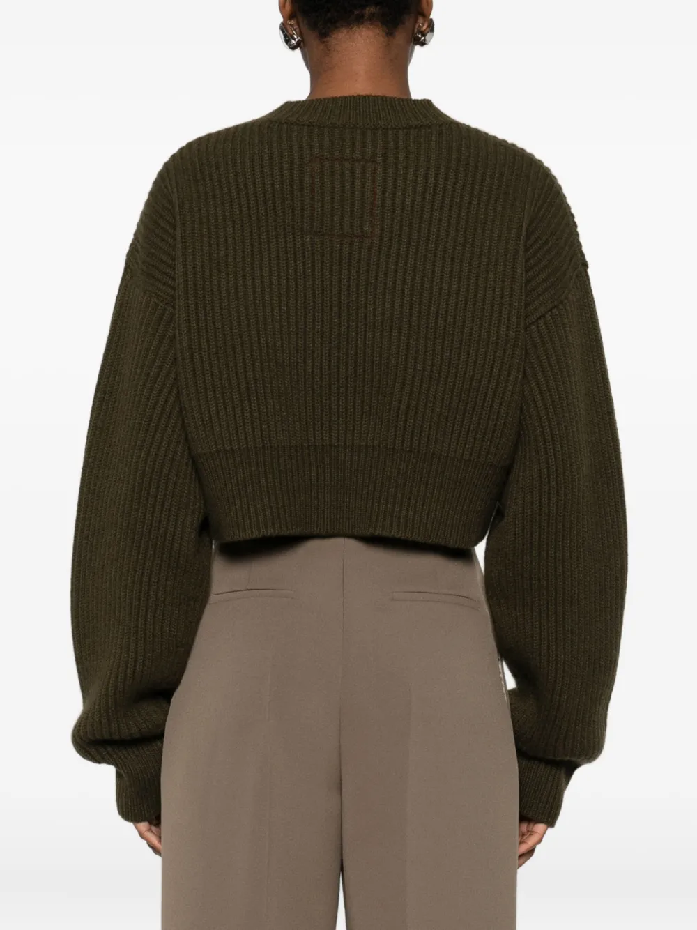 Uma Wang Ribbed Cropped Sweater In Brown