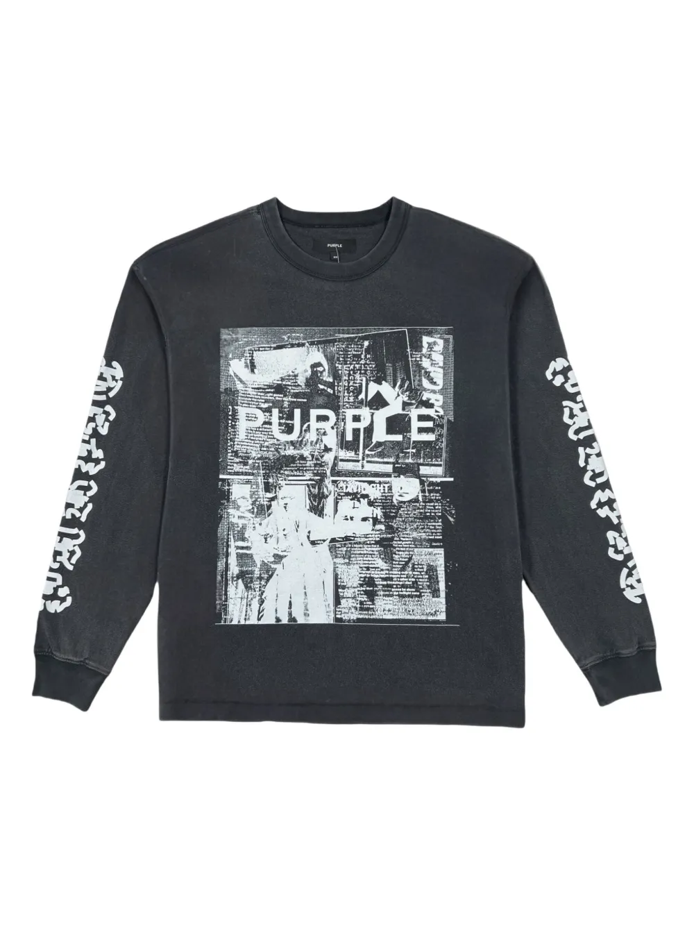 Purple Brand graphic-print long-sleeve T-shirt | Black | Image 1