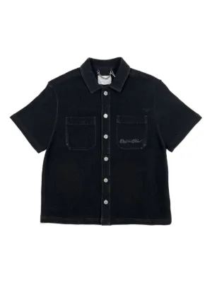 AMIRI キャンプカラー レザーシャツ | ブラック | FARFETCH JP