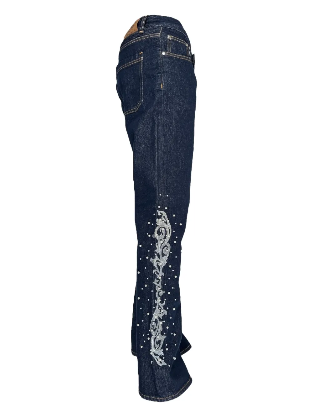 BIRTH OF ROYAL CHILD Flared jeans verfraaid met parels Blauw