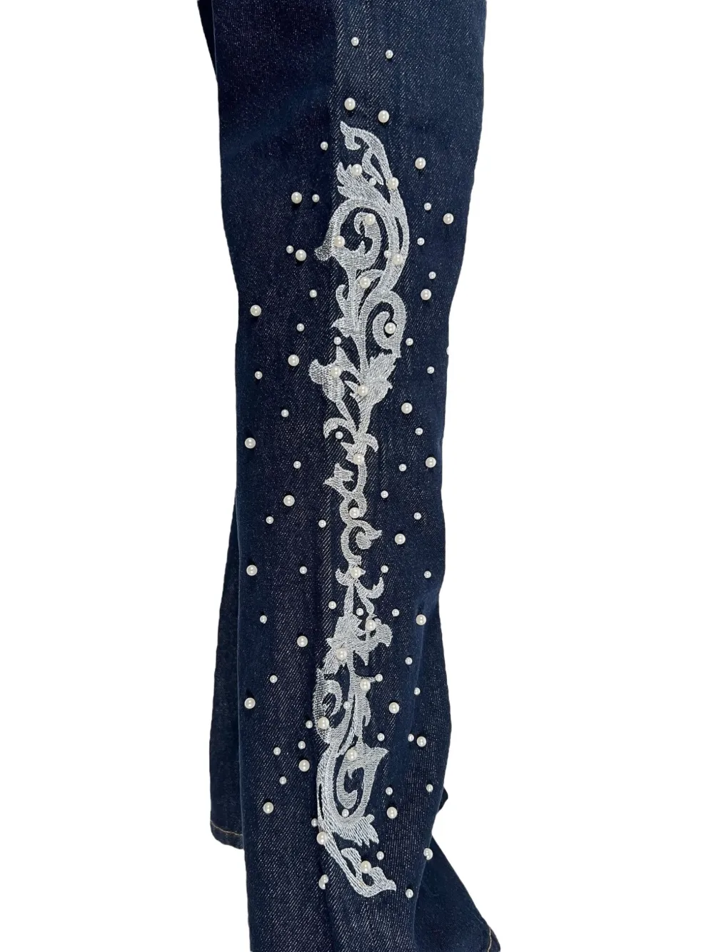 BIRTH OF ROYAL CHILD Flared jeans verfraaid met parels Blauw