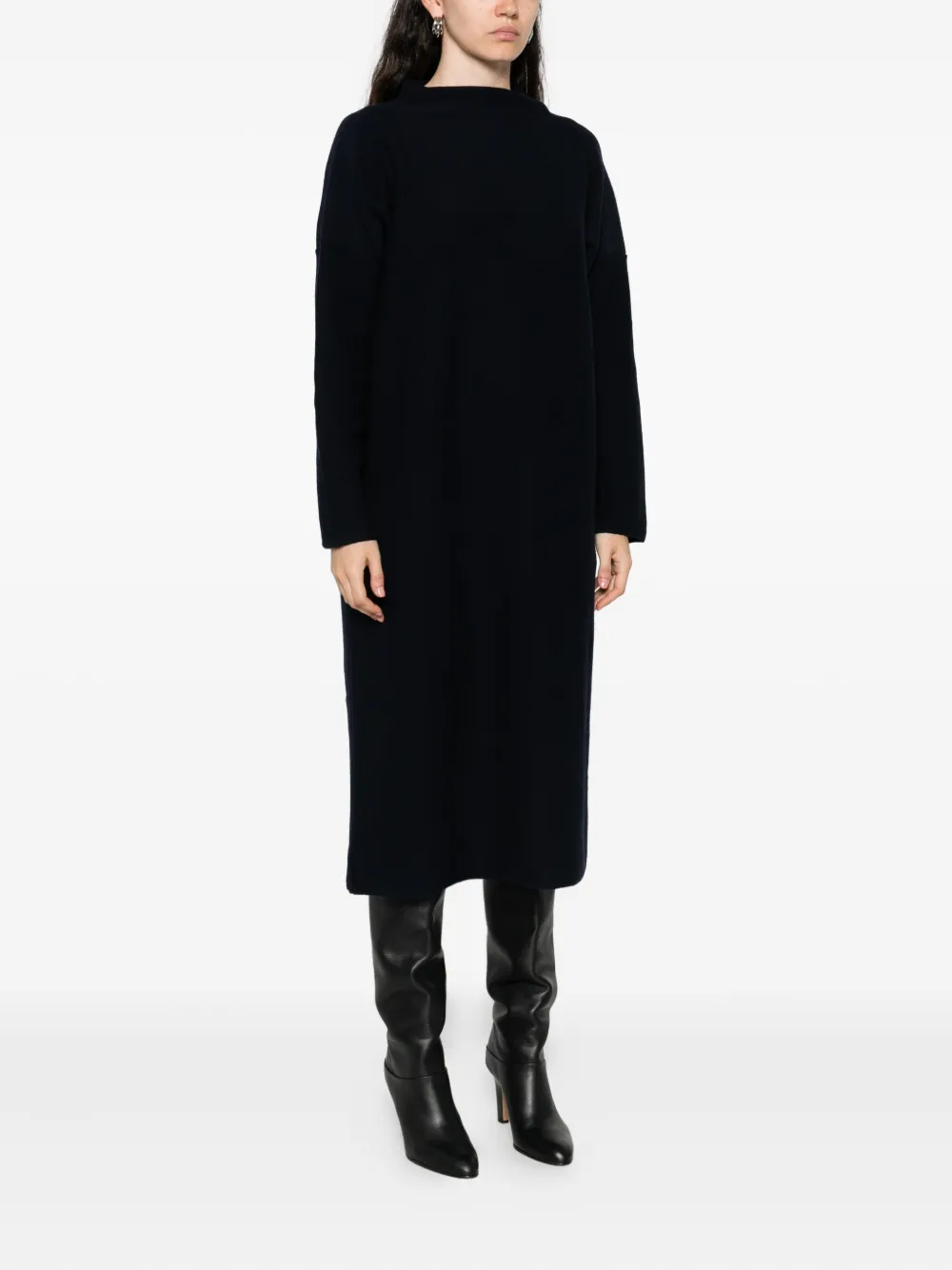 Daniela Gregis Wool High-neck Dress In Black