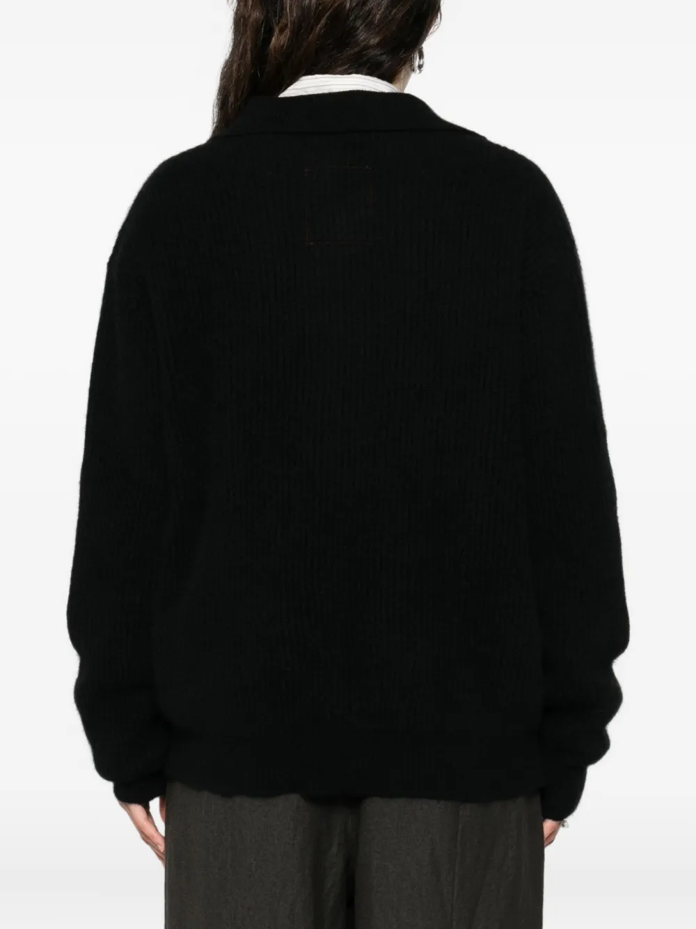 Uma Wang Knitted Polo Top In Black