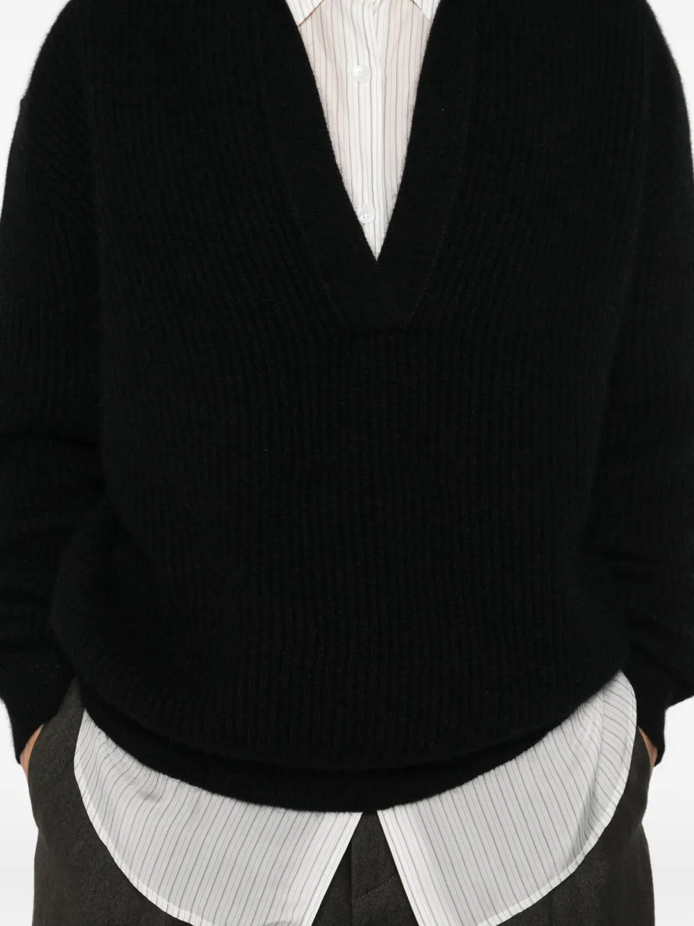 Uma Wang Knitted Polo Top In Black