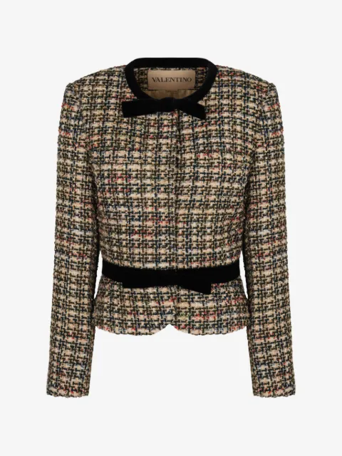 Valentino Garavani bow-belt tweed jacket