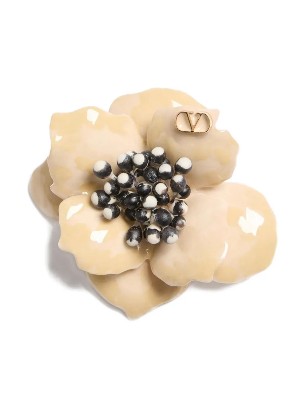 Valentino Garavani Fleur Lumineuse VLogo brooch - ニュートラル