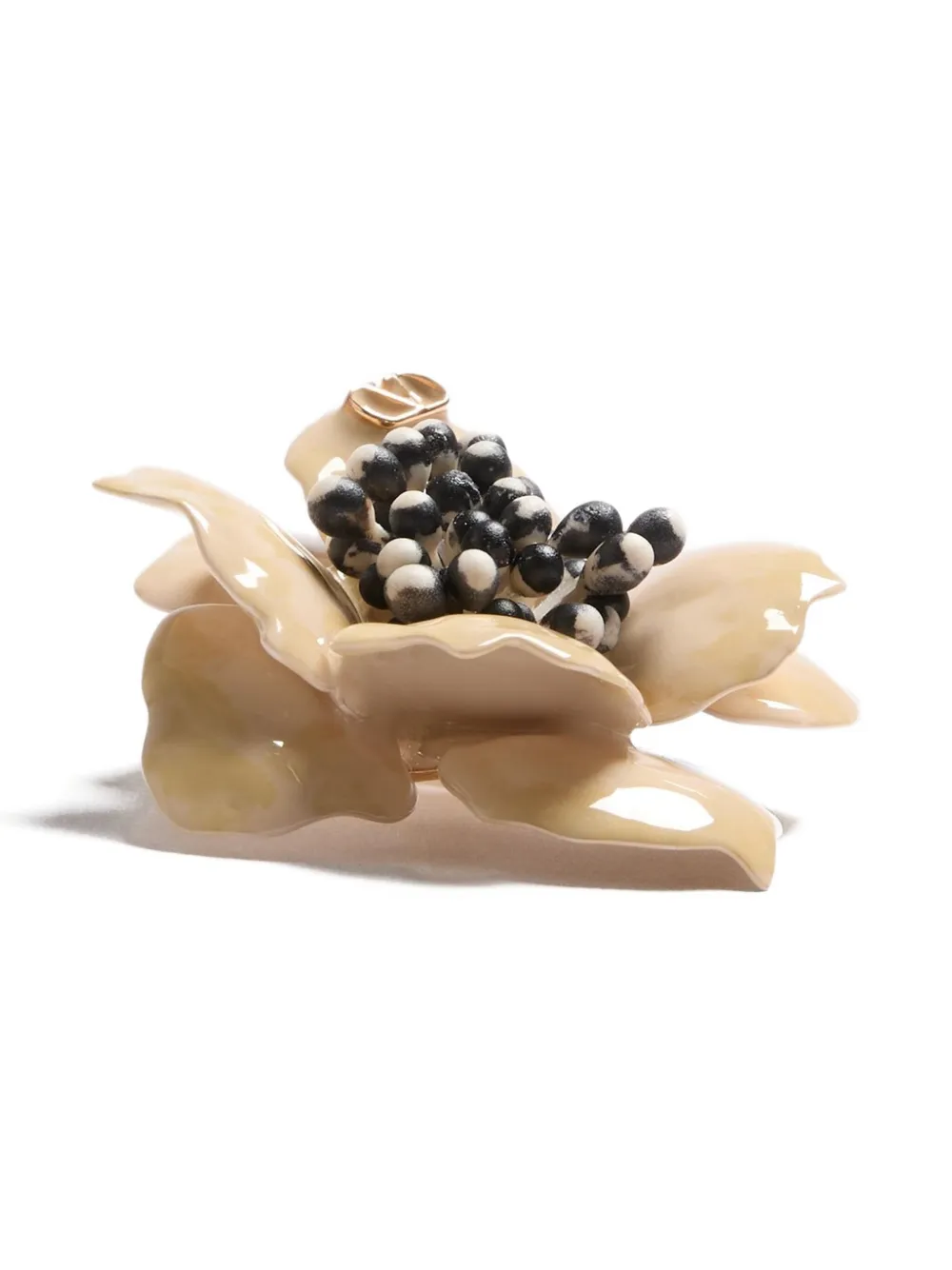 Valentino Fleur Lumineuse Vlogo Brooch In Neutral