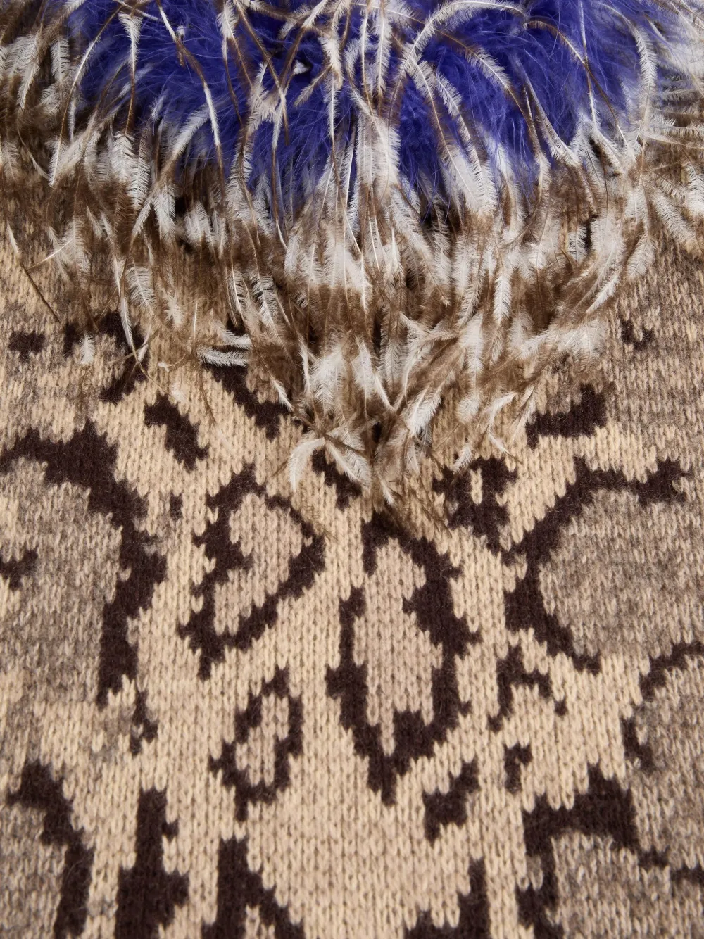 Valentino Garavani Jurk met veren afwerking en dierenprint Beige