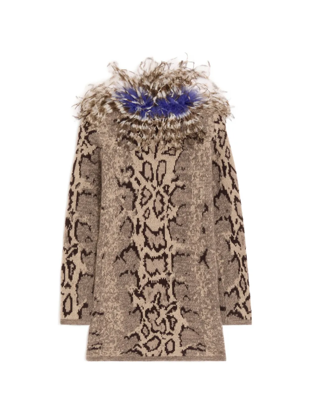 Valentino Garavani Jurk met veren afwerking en dierenprint Beige